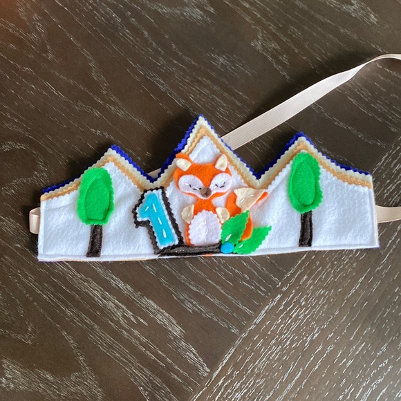 1st Birthday Crown - Woodland/Fox Theme - Picture 2 of 5